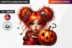 Halloween clipart, Cute Redhead girl Clipart, Kids Halloween Product Image 1
