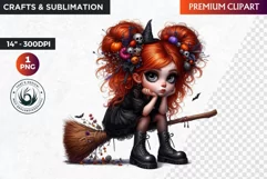 Halloween clipart, Cute Redhead girl Clipart, Kids Halloween Product Image 1