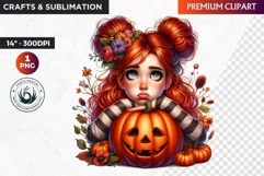 Halloween clipart, Cute Redhead girl Clipart, Kids Halloween Product Image 1