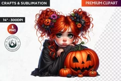 Halloween clipart, Cute Redhead girl Clipart, Kids Halloween Product Image 1