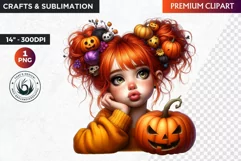 Halloween clipart, Cute Redhead girl Clipart, Kids Halloween Product Image 1