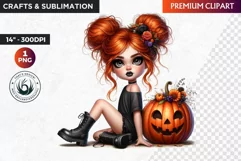 Halloween clipart, Cute Redhead girl Clipart, Kids Halloween Product Image 1