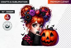 Halloween clipart, Cute Redhead girl Clipart, Kids Halloween Product Image 1