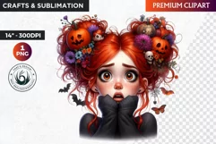 Halloween clipart, Cute Redhead girl Clipart, Kids Halloween Product Image 1