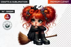 Halloween clipart, Cute Redhead girl Clipart, Kids Halloween Product Image 1