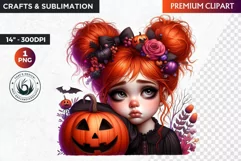 Halloween clipart, Cute Redhead girl Clipart, Kids Halloween Product Image 1