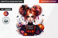 Halloween clipart, Cute Redhead girl Clipart, Kids Halloween Product Image 1