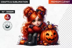 Halloween clipart, Cute Redhead girl Clipart, Kids Halloween Product Image 1