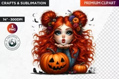 Halloween clipart, Cute Redhead girl Clipart, Kids Halloween Product Image 1