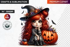 Halloween clipart, Cute Redhead girl Clipart, Kids Halloween Product Image 1