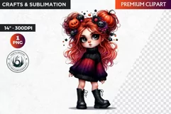 Halloween clipart, Cute Redhead girl Clipart, Kids Halloween Product Image 1