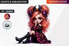 Halloween clipart, Cute Redhead girl Clipart, Kids Halloween Product Image 1