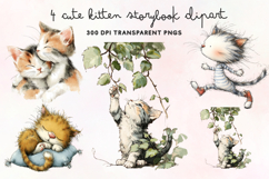 Cute Kitten Storybook Clipart PNG Product Image 1