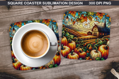 Pumpkin Coaster Sublimation, Halloween Coaster PNG Design Product Image 1