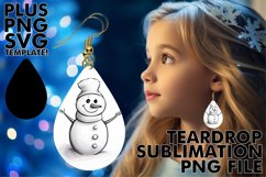 Frosty Charm Snowman Earring PNG Sublimation Product Image 1