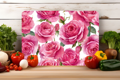 Watercolor Pink Rose Flower Cutting Board | Cutting Board Product Image 3