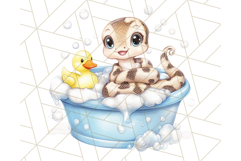 Safari Animal Babies in Bubble Baths, Cute Jungle Animal PNG Product Image 5