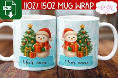 Custom Christmas mug wrap PNG, Cute Snowman png template Product Image 2