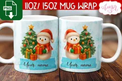 Custom Christmas mug wrap PNG, Cute Snowman png template Product Image 2