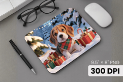 Winter Dog Christmas PNG, Icy Tree Mouse Pad Design Product Image 1