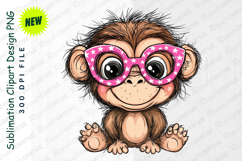 Cute Cartoon Monkey Wearing Star Glasses Clipart Product Image 1