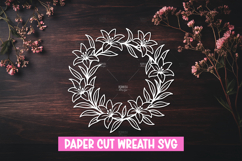 Paper cut floral wreath SVG for paper cutting Product Image 1