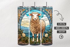 Sheep Stained Glass Square Coaster - 4 Variation Product Image 1
