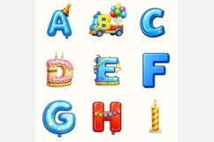 Birthday Alphabet PNG Bundle | 26 Boys Letters, Party Product Image 2