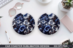 Flowers Car Coaster Sublimation| Flowers Coaster PNG Design Product Image 1