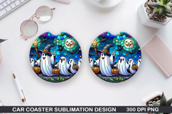 Ghost Car Coaster Sublimation |Halloween Coaster PNG Product Image 1