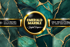 Emerald Marble Digital Papers - 04 variations Product Image 1