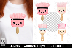 Cute Kawaii Paintbrush Face Clipart Sublimation PNG Product Image 1