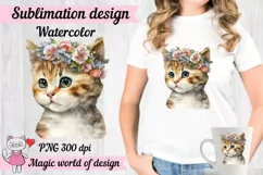 Kitten Watercolor png, Nursery Decor Wall Art Product Image 2