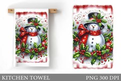 Snowman Kitchen Towel Design. Christmas Kitchen Towel Product Image 1