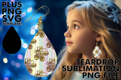 Dazzling Teardrop Earrings Gift PNG, Gold Flower Product Image 1