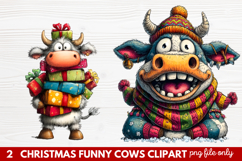 Funny Christmas Cows Clipart | Cute Holiday Farm Animal Product Image 1