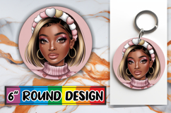 Timeless Circle Keychain Magic PNG, Afro Girl Product Image 1
