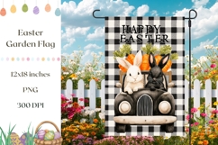 Easter Truck Garden Flag Sublimation, Cute Easter Bunny PNG Product Image 1