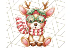 Santa Sleigh Ride Clipart PNG, Flying Reindeer Christmas Art Product Image 5