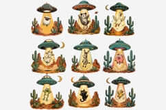 UFO Animal Abduction Clipart Bundle | Funny Retro Alien PNG Product Image 2
