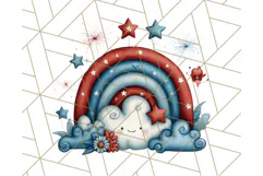 Patriotic Scandinavian Rainbow Clipart PNG, 4th Of July Png Product Image 5