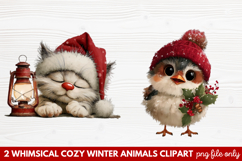 Whimsical Cozy Winter Animals Clipart | Cute Snowy Forest Product Image 1