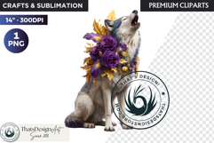 Floral Wolf Fantasy clipart, Botanical Wildlife Graphics PNG Product Image 1