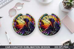 Crows Car Coaster Sublimation| Halloween Coaster PNG Design Product Image 1