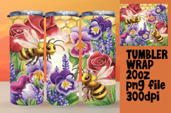 Bright 20oz Tumbler Wrap Design , Bee Product Image 1