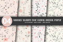 Vintage Shabby Chic Floral Digital Paper Product Image 1