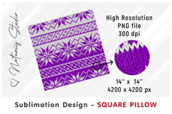 Cozy Christmas Knitted Design - Sublimation Square Pillow Product Image 2