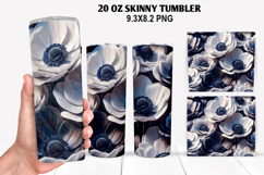 3D Flower Skinny Tumbler 20oz Wrap Design,Flowers Tumble PNG Product Image 1
