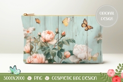 Roses Cosmetic Bag PNG, Butterfly Cosmetic Bag Product Image 1