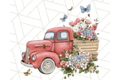 Floral Farm Truck Clipart, Cottagecore Country Truck Png Product Image 5